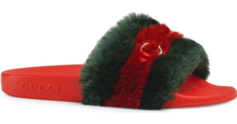 red gucci slides with skulls|fluffy Gucci slides.